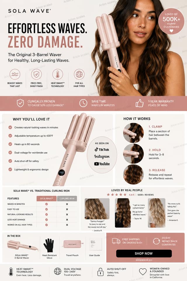 Example ad for a hair curling wand