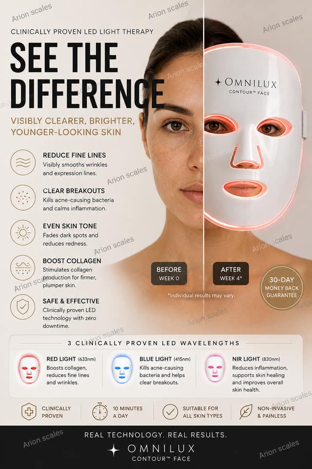 Example ad for an LED light therapy face mask